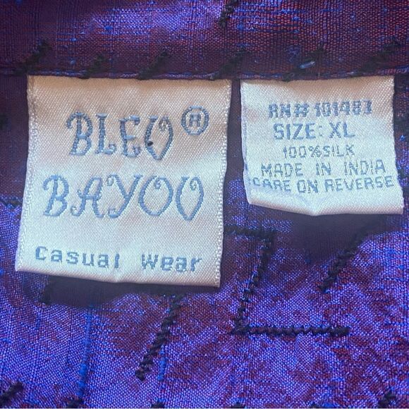 Bleu Bayou 100% Silk Beaded And Embroidered Purple Button Front Top Size XL - Picture 3 of 13